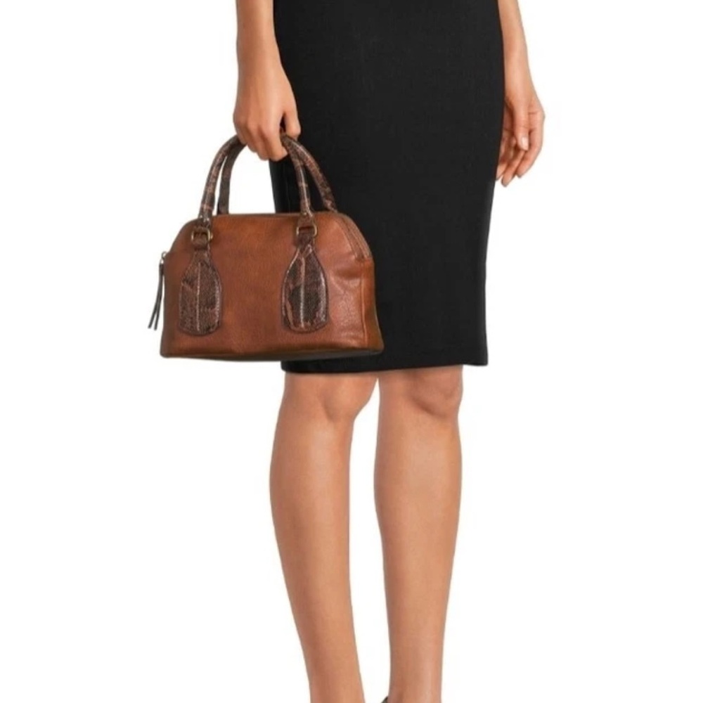 Time and tru palm Brown Leather Crossbody Satchel